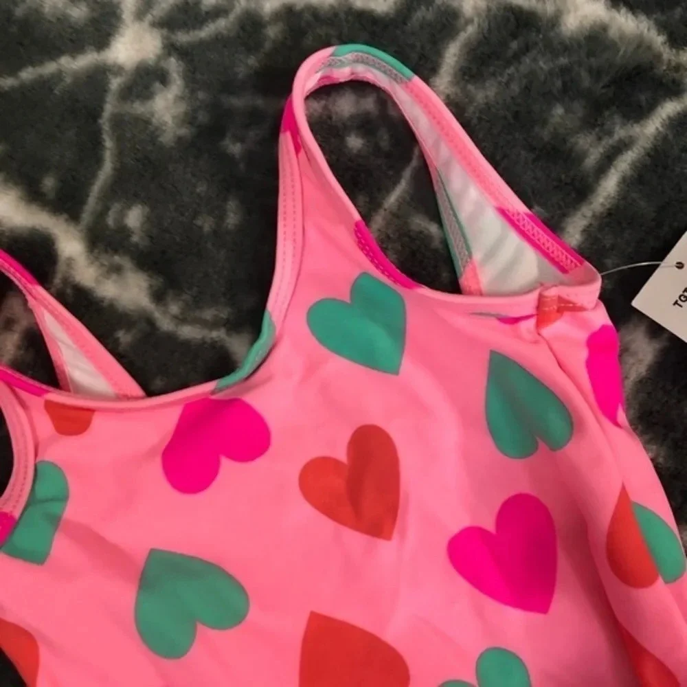NWT Joe fresh Pink heart 1pc swimsuit 12m